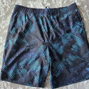 Speedo Men's Black and Blue Swim Shorts